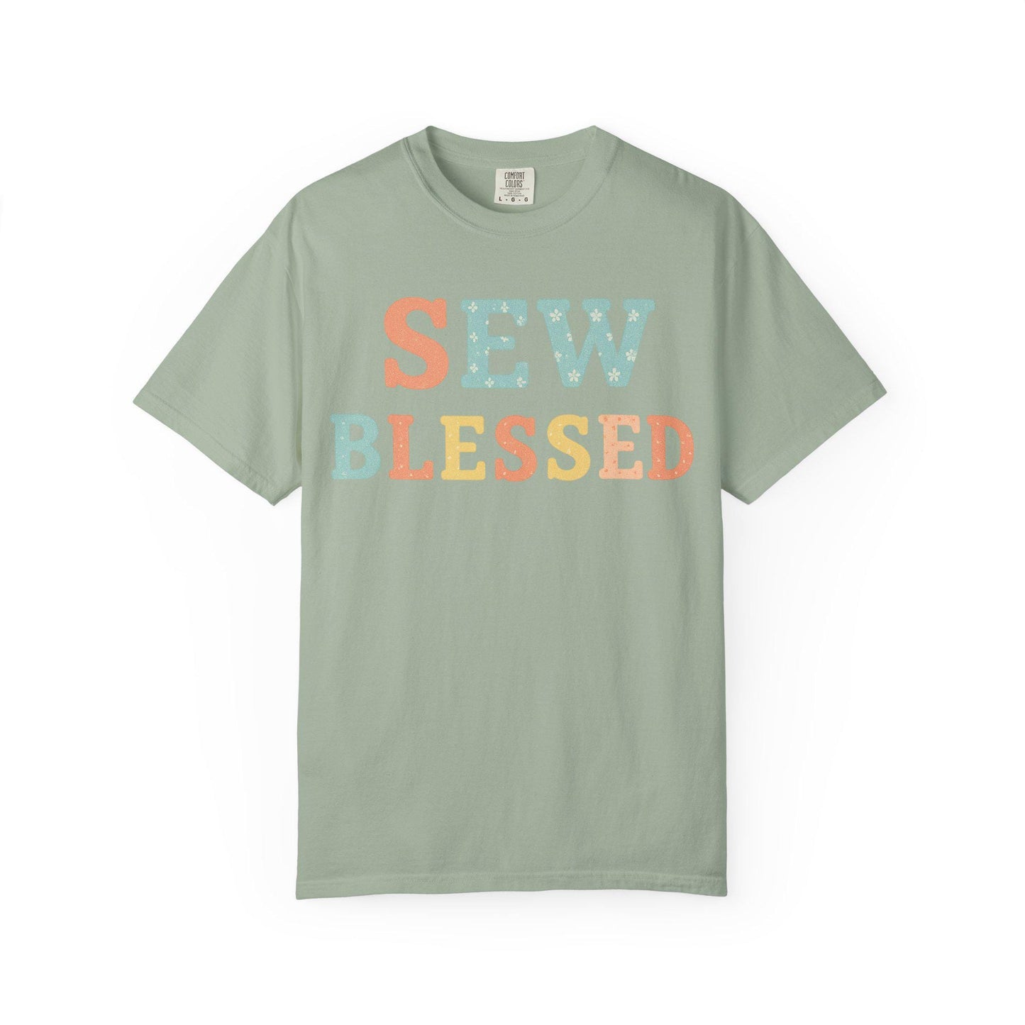 Sew Blessed T-shirt | Pastel Patchwork Typography