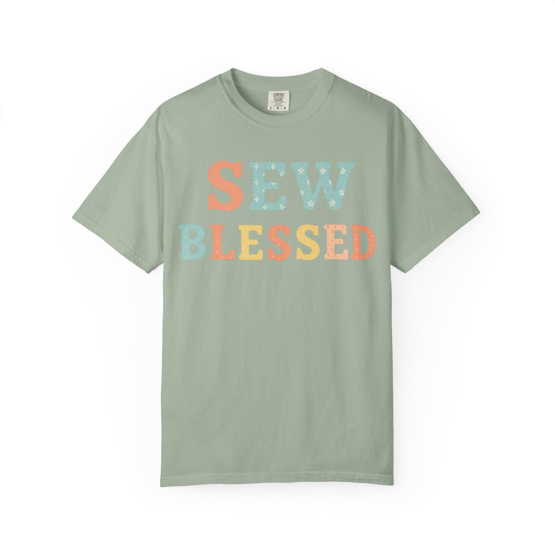 Sew Blessed T-shirt | Pastel Patchwork Typography
