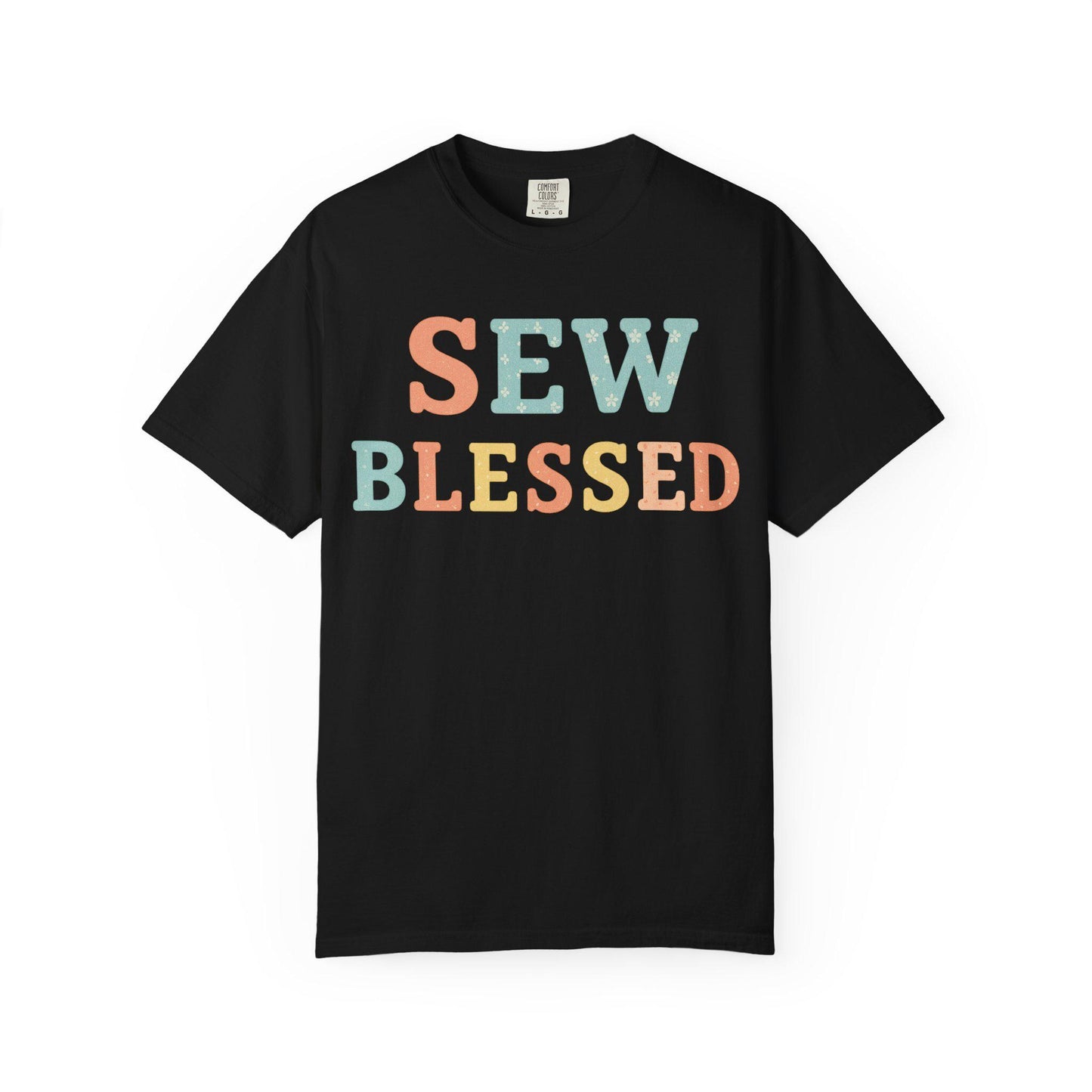 Sew Blessed T-shirt | Pastel Patchwork Typography