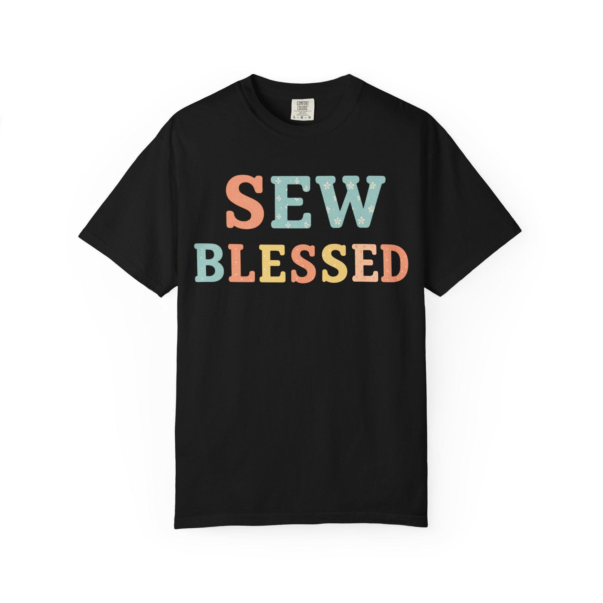 Sew Blessed T-shirt | Pastel Patchwork Typography