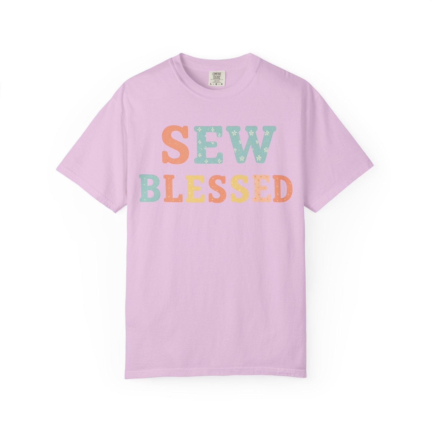 Sew Blessed T-shirt | Pastel Patchwork Typography