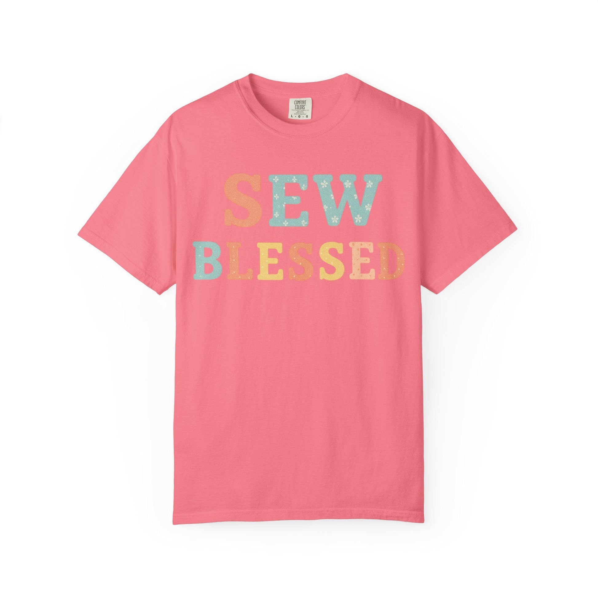 Sew Blessed T-shirt | Pastel Patchwork Typography