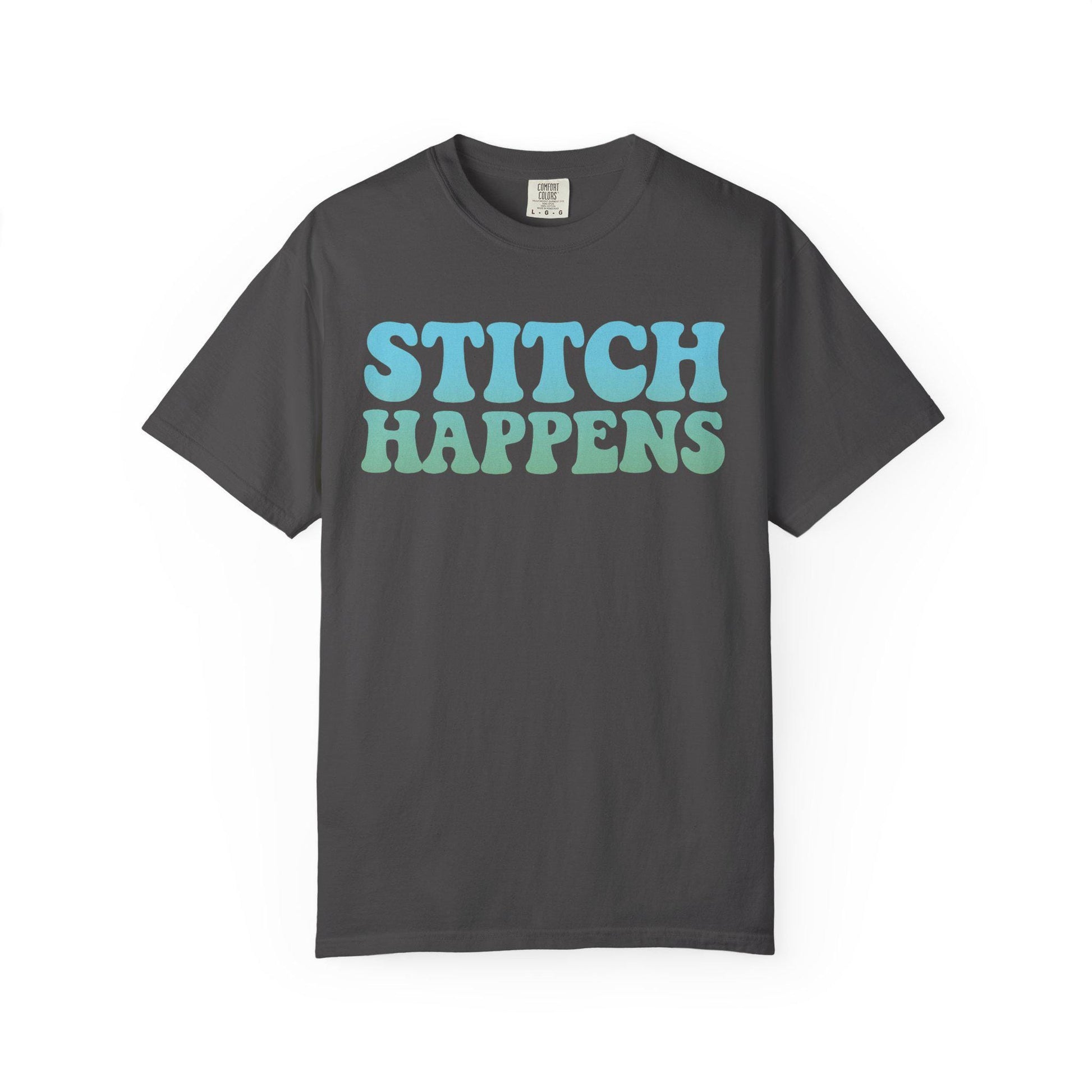 Stitch Happens T-shirt | Sewing Typography Shirt, Craft Lover Tee