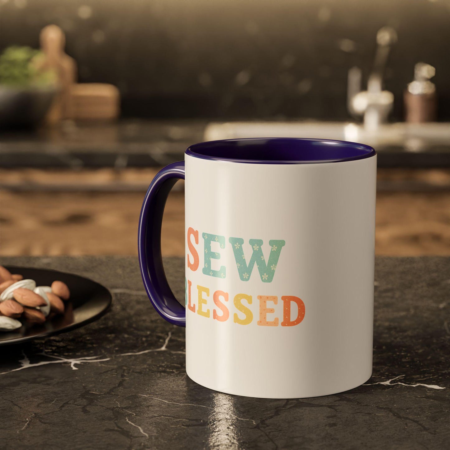 Sew Blessed Mug | Colorful Sewing Quote Ceramic Coffee Cup