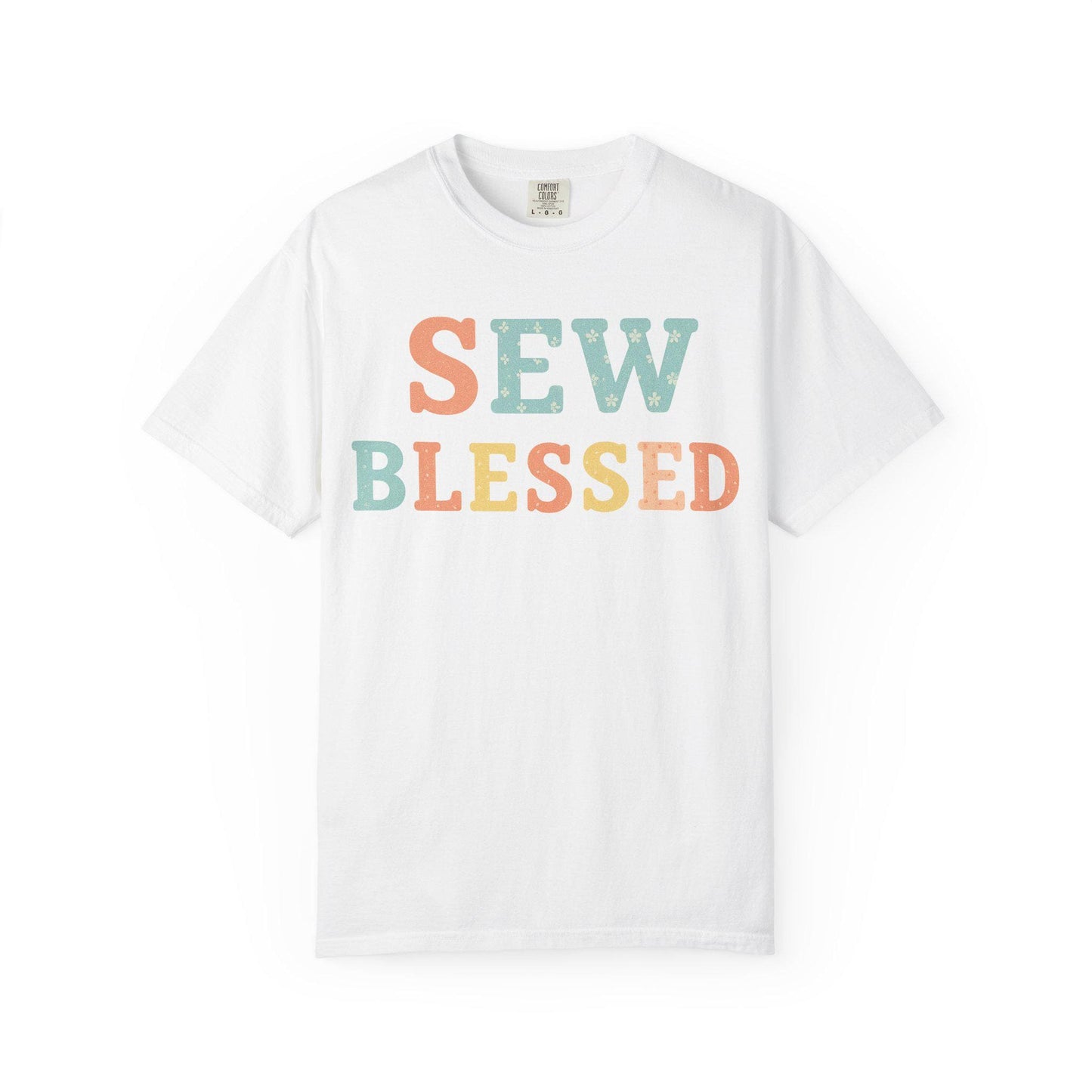 Sew Blessed T-shirt | Pastel Patchwork Typography