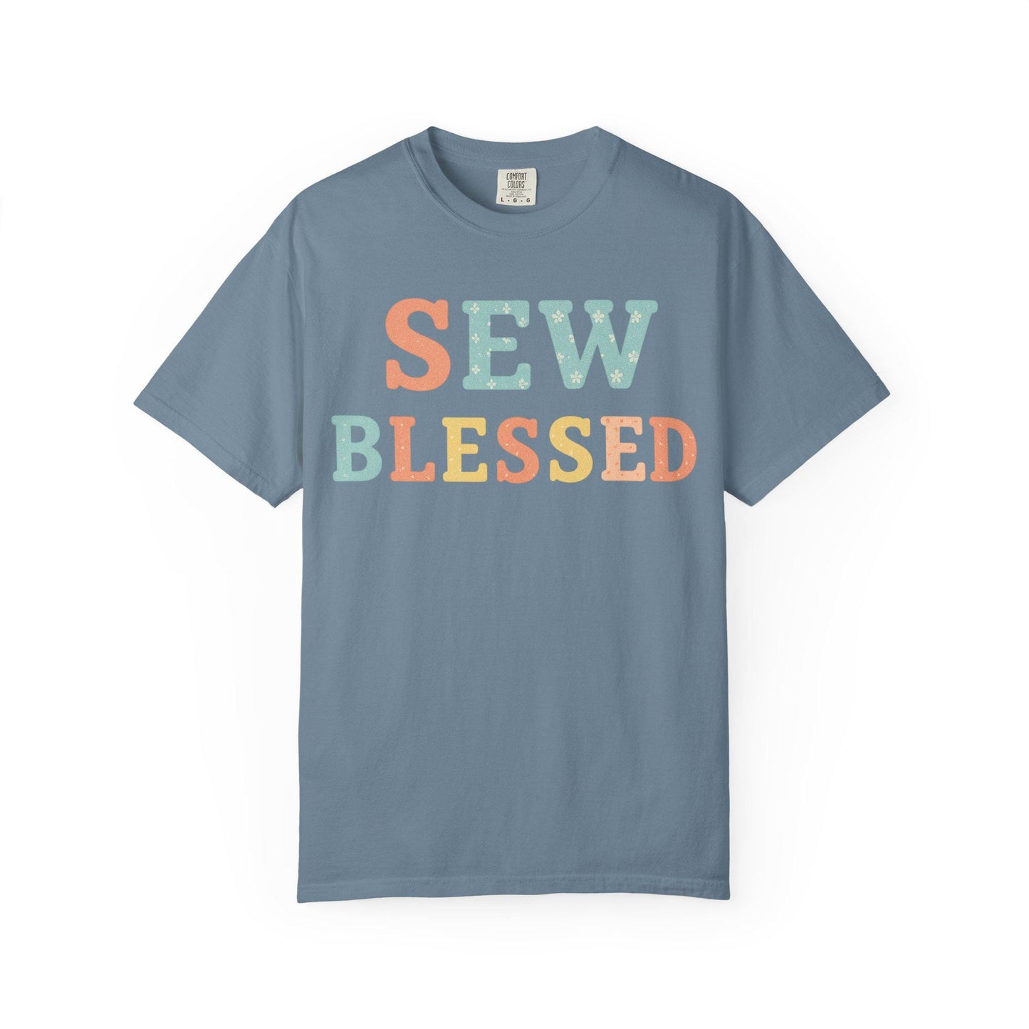 Sew Blessed T-shirt | Pastel Patchwork Typography
