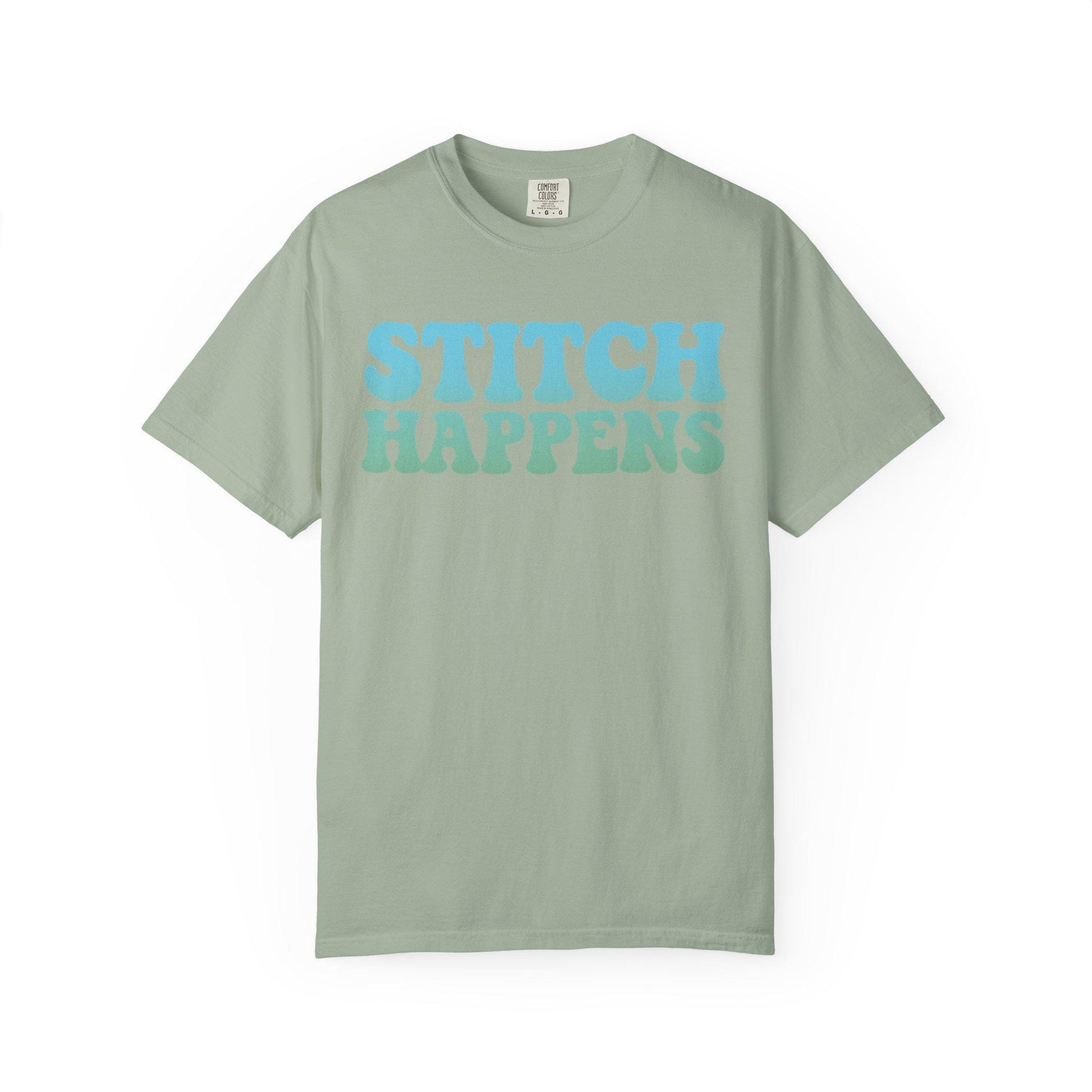 Stitch Happens T-shirt | Sewing Typography Shirt, Craft Lover Tee