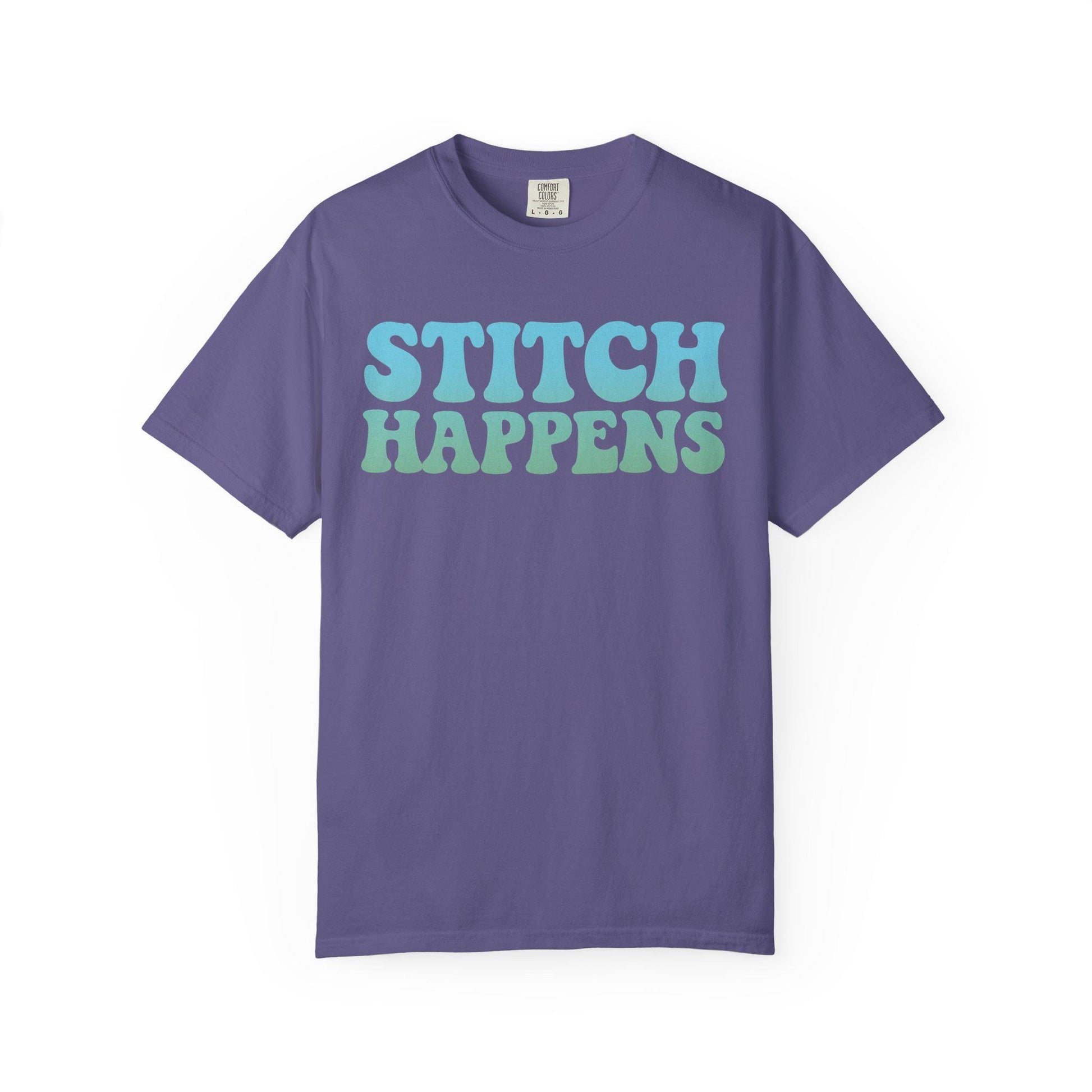 Stitch Happens T-shirt | Sewing Typography Shirt, Craft Lover Tee