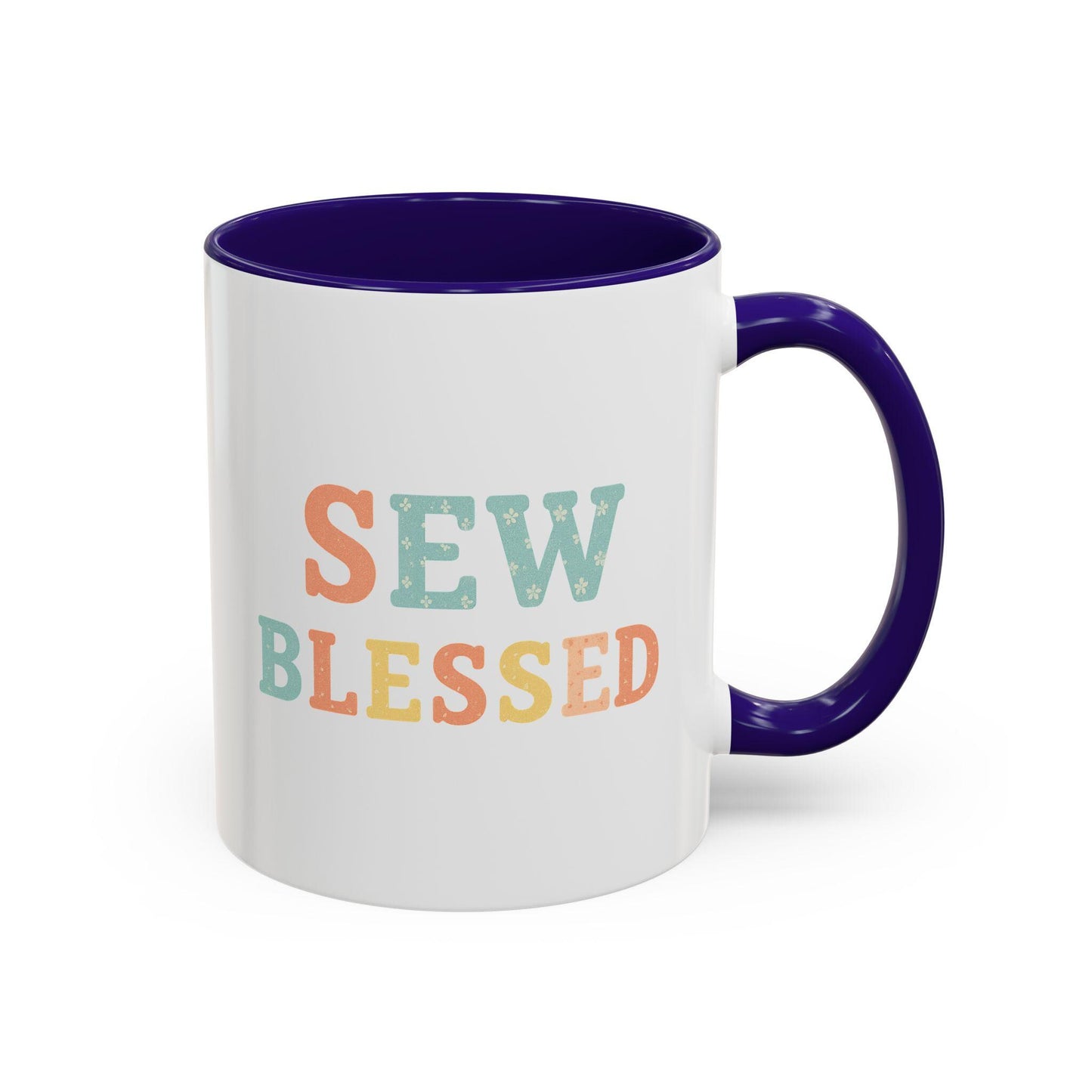 Sew Blessed Mug | Colorful Sewing Quote Ceramic Coffee Cup