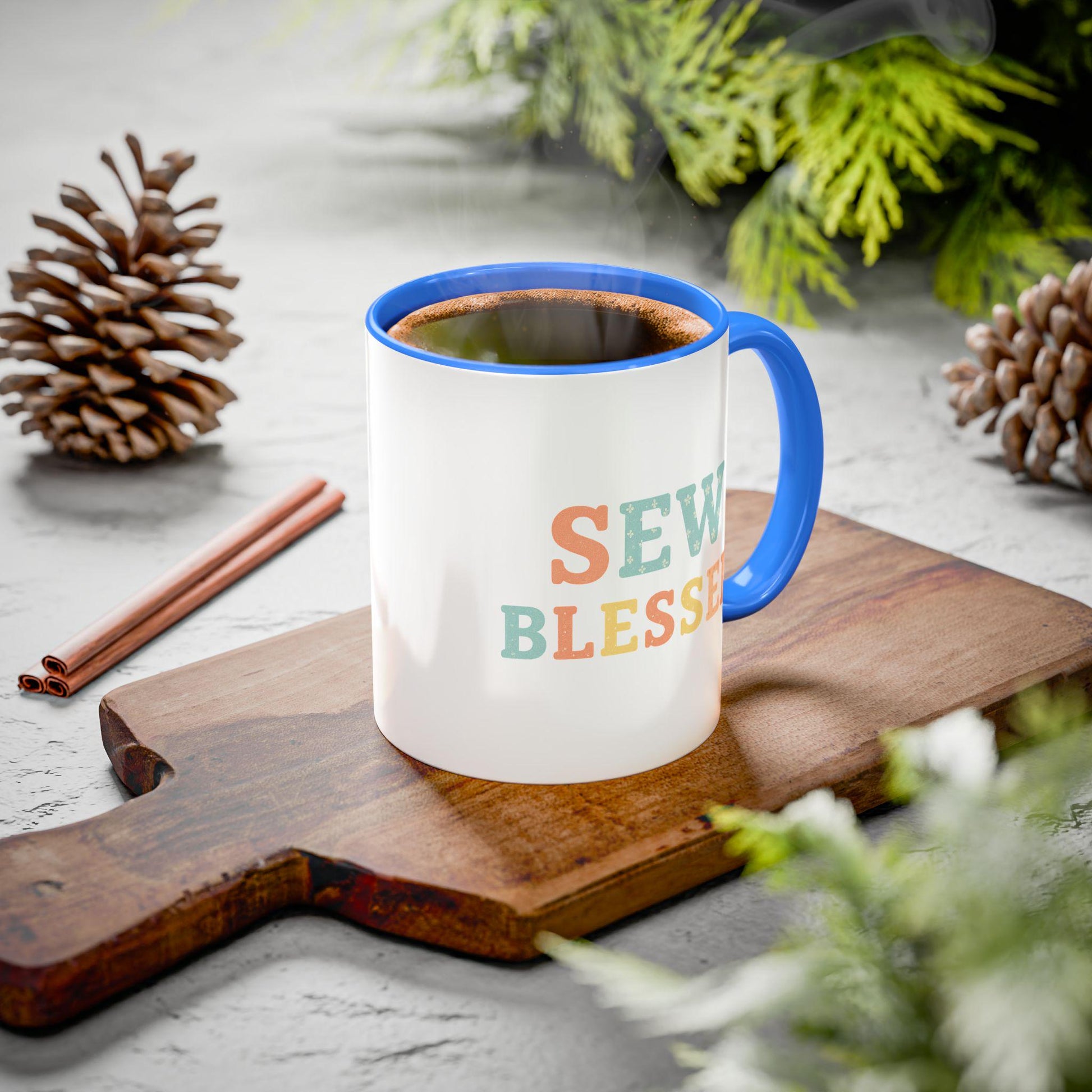 Sew Blessed Mug | Colorful Sewing Quote Ceramic Coffee Cup