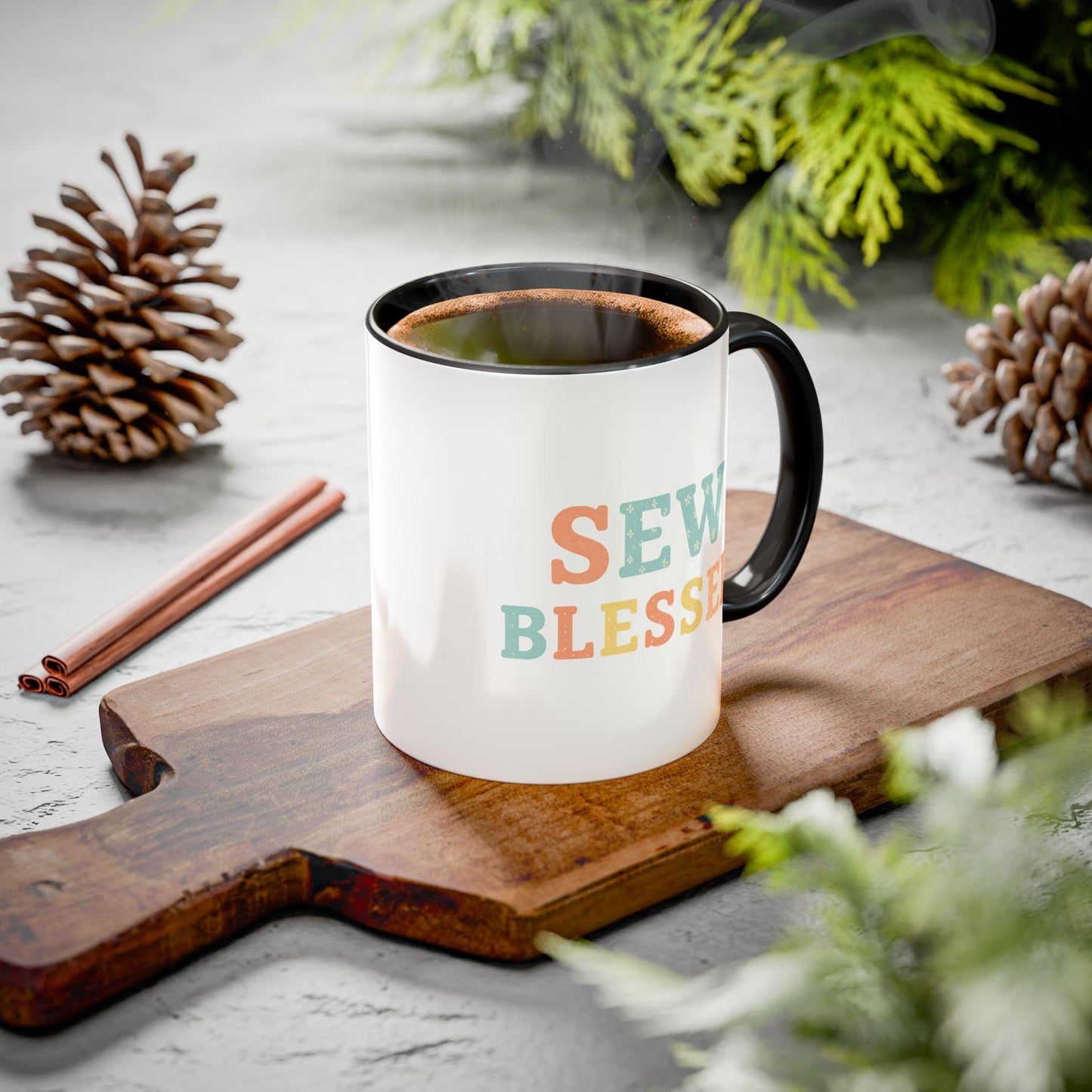 Sew Blessed Mug | Colorful Sewing Quote Ceramic Coffee Cup