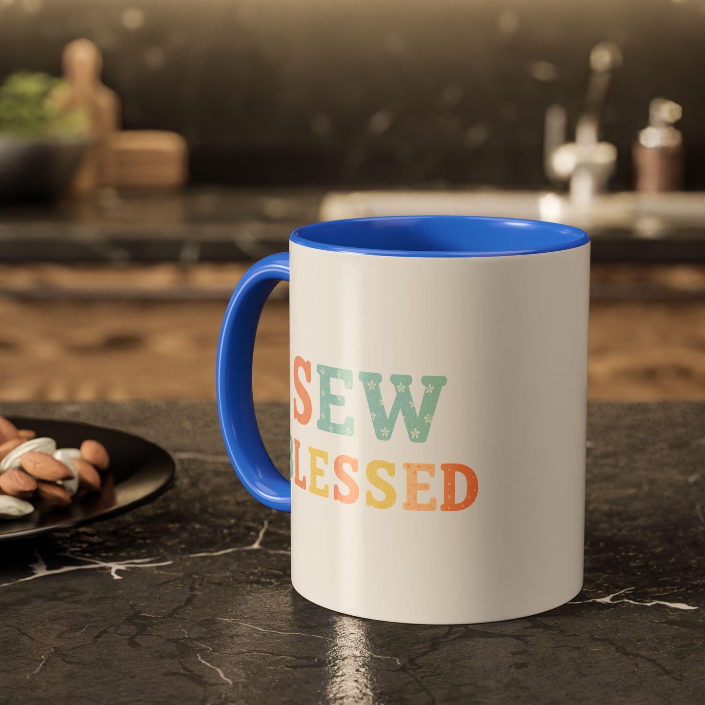 Sew Blessed Mug | Colorful Sewing Quote Ceramic Coffee Cup