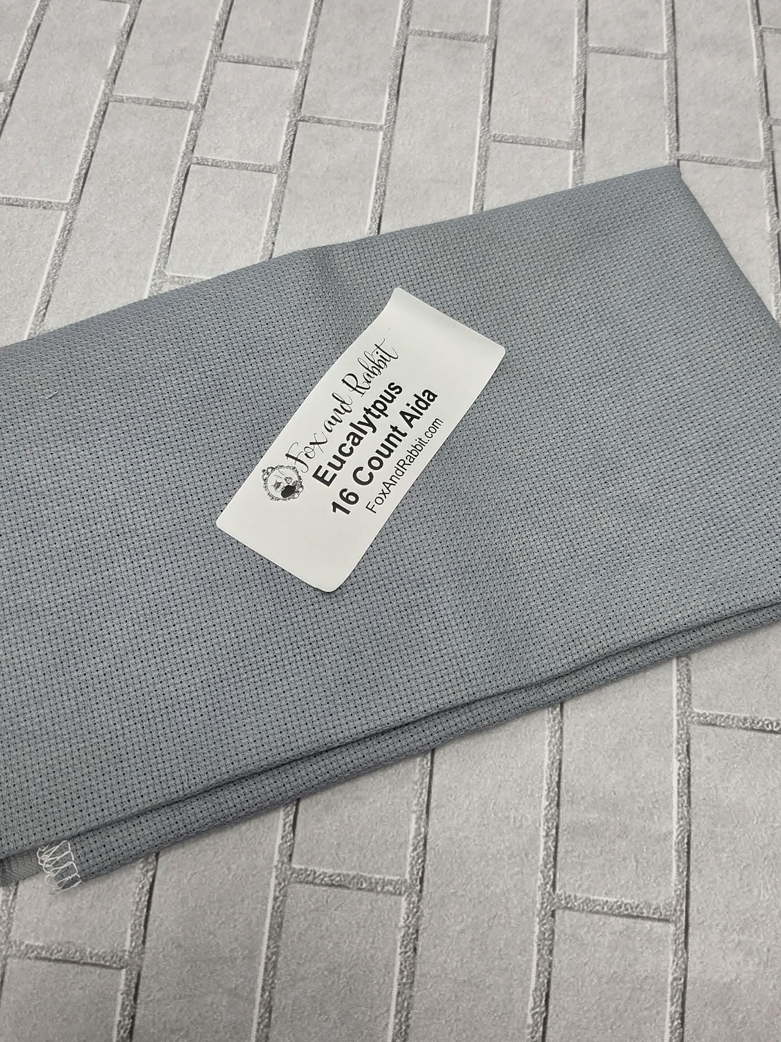 Fox and Rabbit Hand Dyed Aida Eucalyptus 16 count Fat Quarter