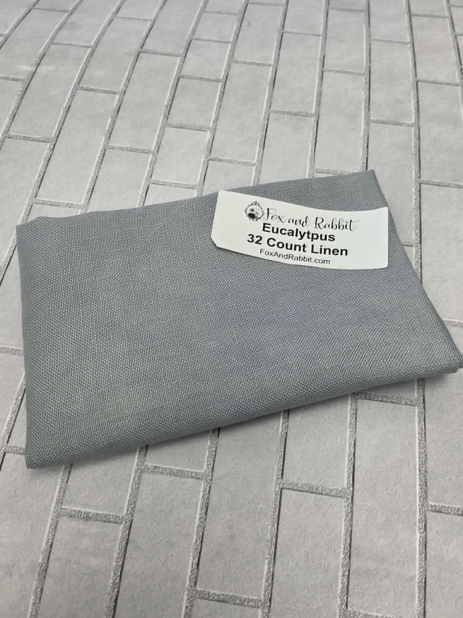 Fox and Rabbit Hand Dyed linen Eucalyptus 32 count linen Fat Quarter