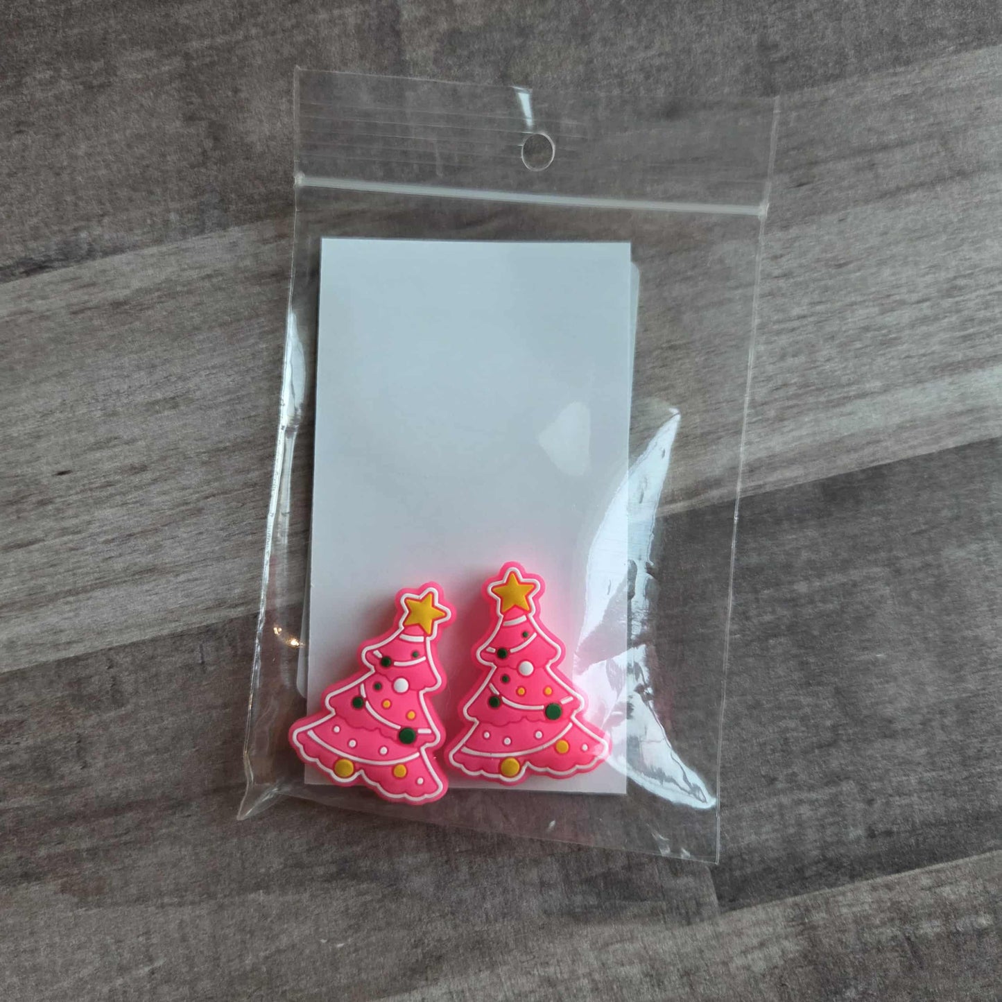 Knitting Needle Point Protectors - Pink Christmas Tree Retro