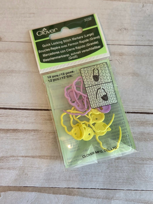 Clover Quick Locking Stitch Markers Yellow and Purple