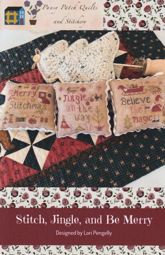 Stitch, Jingle And Be Merry Christmas Cross Stitch Pattern Pansy Patch Quilt and Stitchery